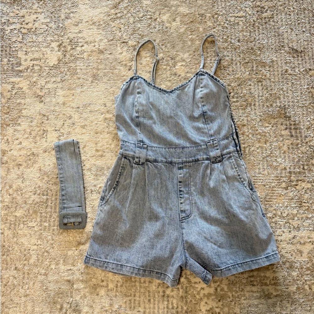 Show Me Your MuMu Light Wash Denim Romper